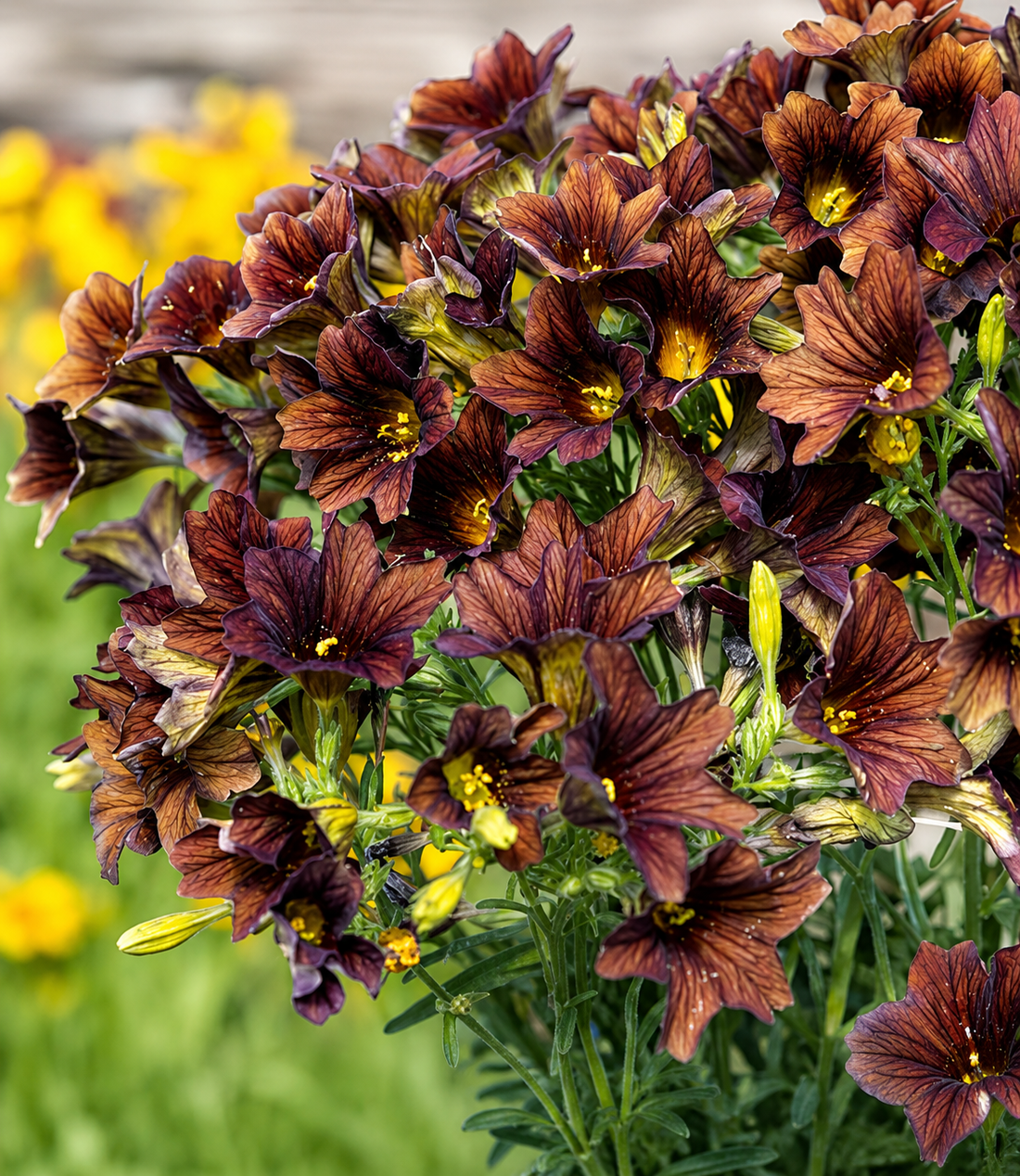 Salpiglossis Cafe au Lait trumpet-shaped flowers