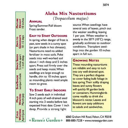Aloha Mix Hummingbird Nasturtium Seeds Flower Seeds Renee's Garden and Perennials