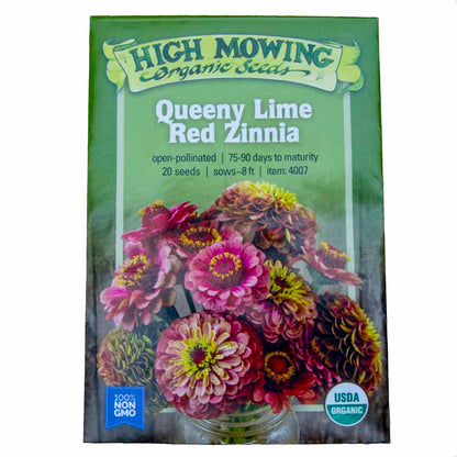 Queeny Lime Red Organic Zinnia Seeds Flower Seeds High Mowing Seeds and Perennials