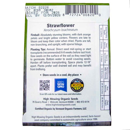 Fireball Organic Strawflower Seeds Flower Seeds High Mowing Seeds and Perennials