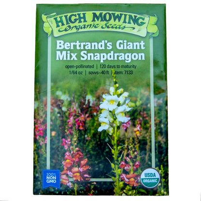 Bertrand's Giant Organic Snapdragon Mix Seeds Flower Seeds High Mowing Seeds and Perennials