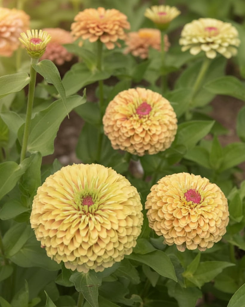 Zinnia elegans, Queeny Lime with Blush