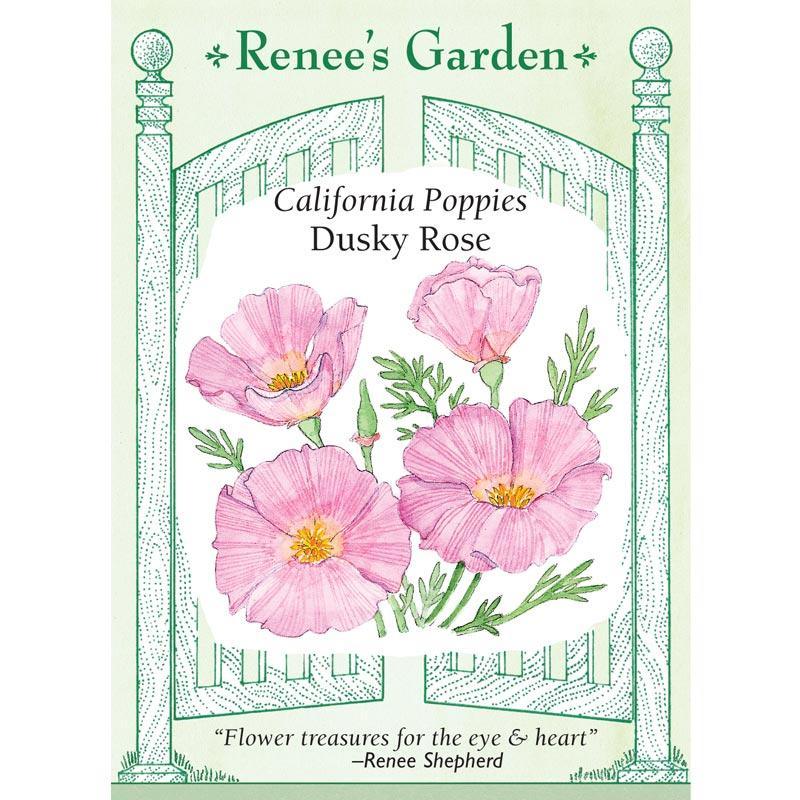 Front of Dusky Rose California Poppy seed packet