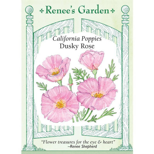 Front of Dusky Rose California Poppy seed packet